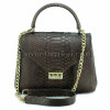 Reptile skin bag dark brown shiny BG-305