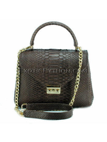 Reptile skin bag dark brown shiny BG-305