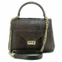 Reptile skin bag dark brown shiny BG-305