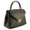 Reptile skin bag dark brown shiny BG-305