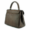 Reptile skin bag dark brown shiny BG-305