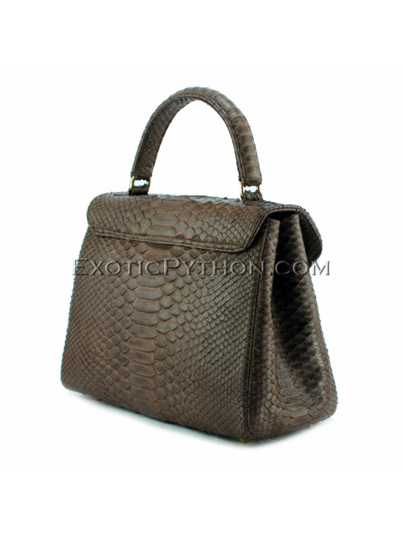 Reptile skin bag dark brown shiny BG-305