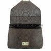 Reptile skin bag dark brown shiny BG-305