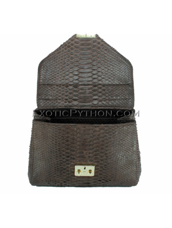 Reptile skin bag dark brown shiny BG-305