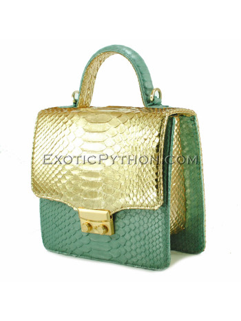 Python skin bag shiny gold BG-304