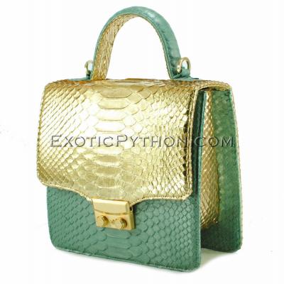 Python skin bag shiny gold BG-304