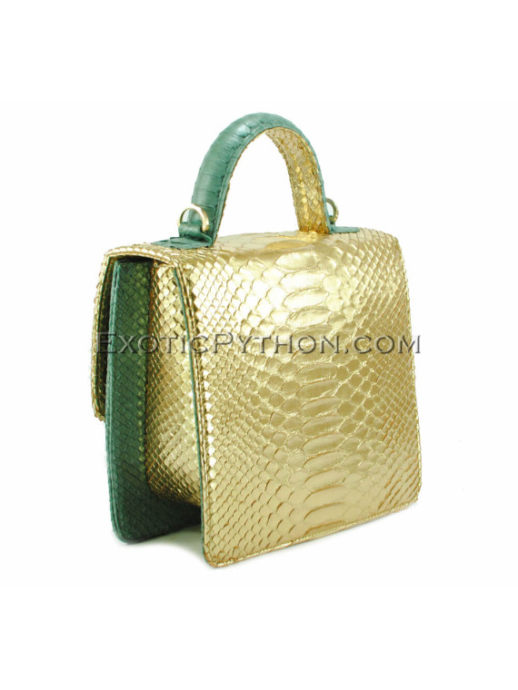 Python skin bag shiny gold BG-304