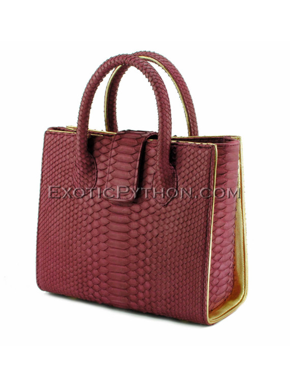 Snakeskin handbag burgundy matt BG-301