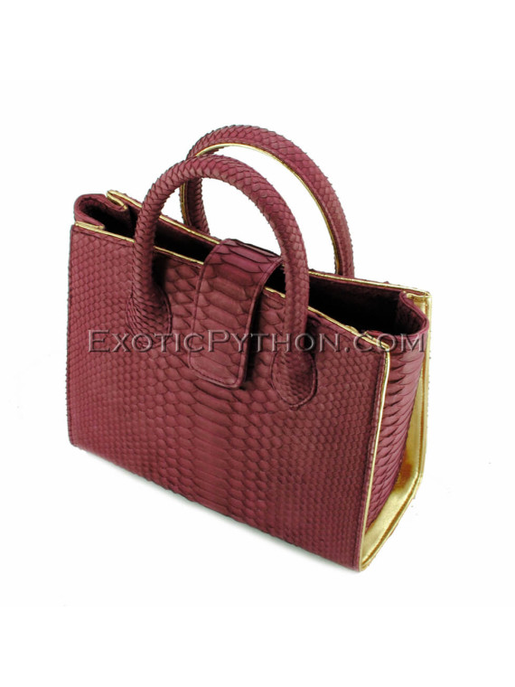 Snakeskin handbag burgundy matt BG-301