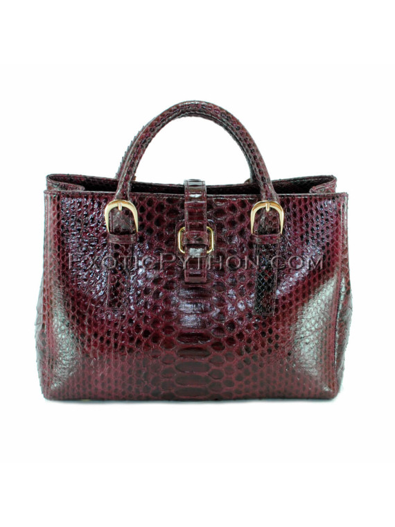 Python shoulder bag burgundy shiny BG-293