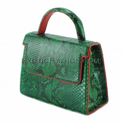 Python handbag emerald green shiny BG-292