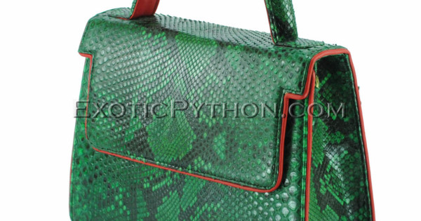 Python handbag emerald green shiny BG-292 - "EXOTIC PYTHON"