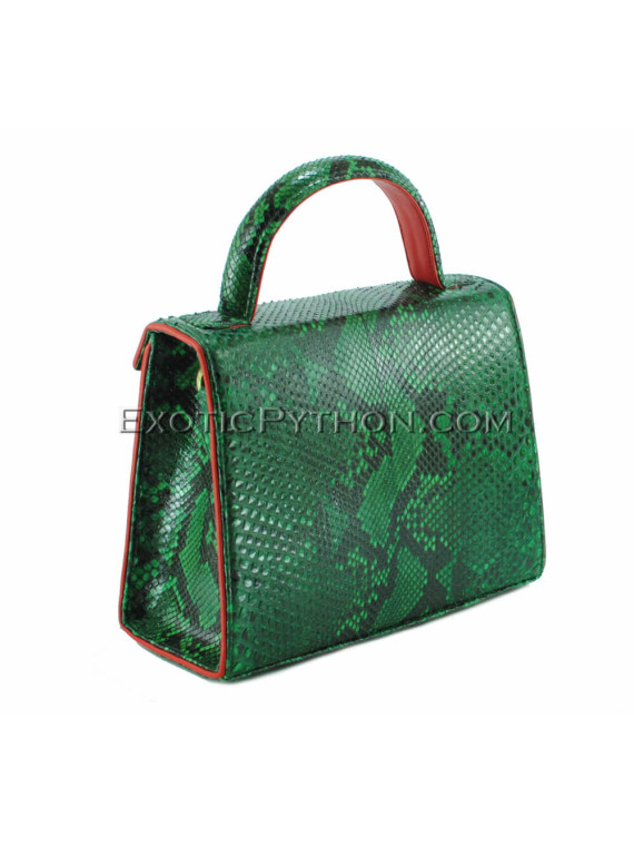 Python handbag emerald green shiny BG-292