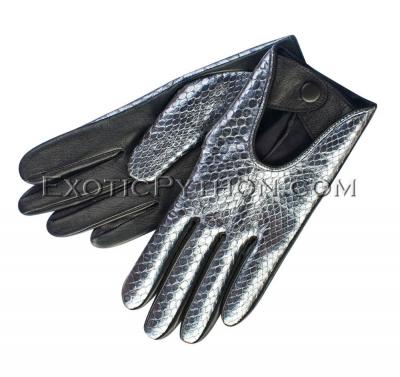 Snakeskin gloves silver color AC-55