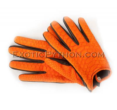 Exotic leather gloves orange color AC-57