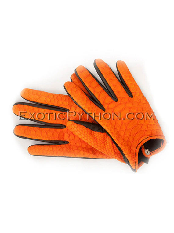 Exotic leather gloves orange color AC-57