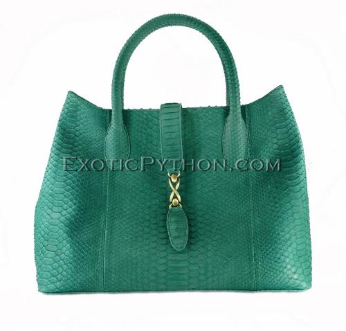 Python leather handbag green BG-270