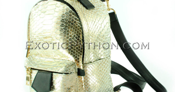 Gold python leather backpack - 