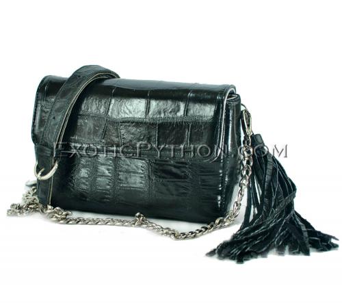 Crocodile leather crossbody bag black color BG-311