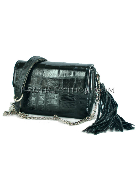 Crocodile leather crossbody bag black color BG-311