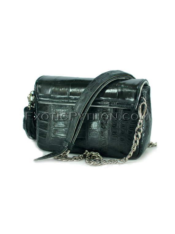 Crocodile leather crossbody bag black color BG-311