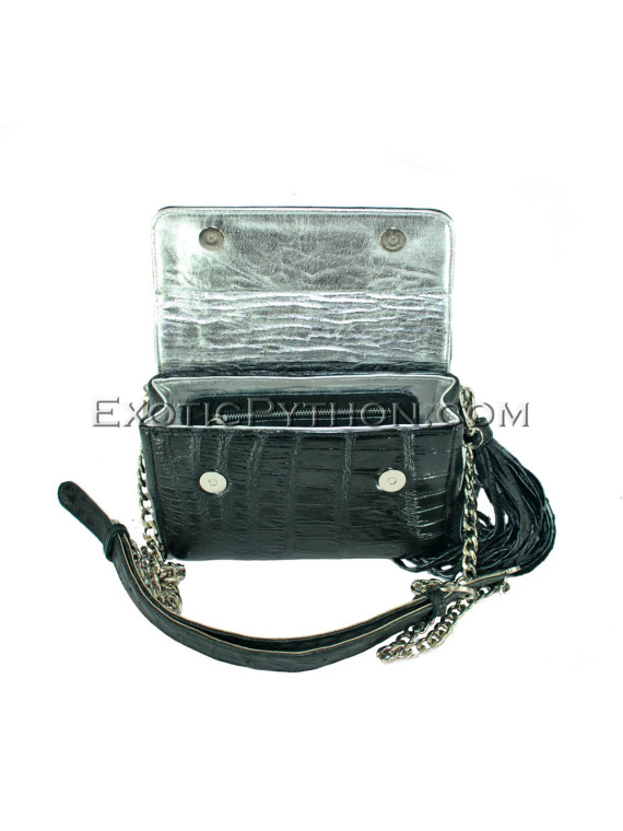 Crocodile leather crossbody bag black color BG-311