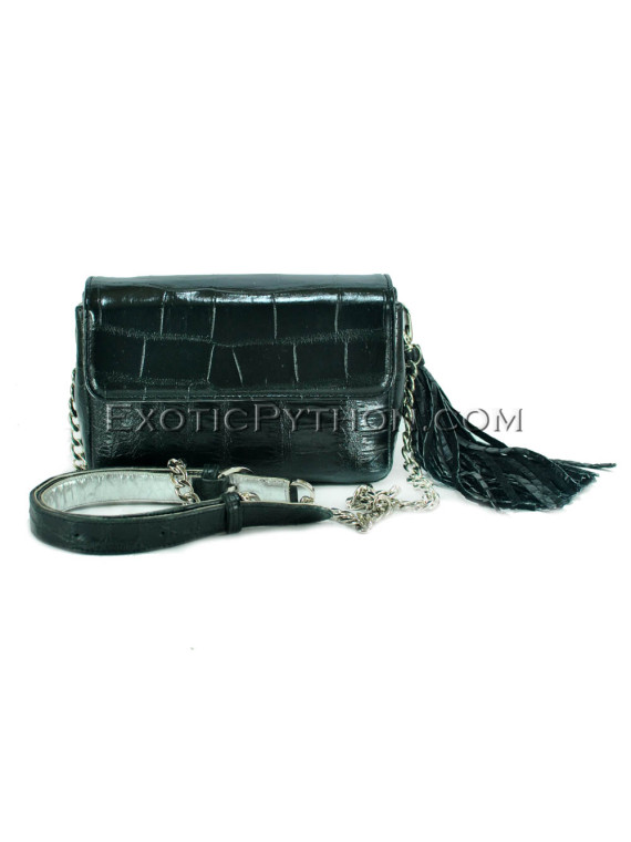 Crocodile leather crossbody bag black color BG-311