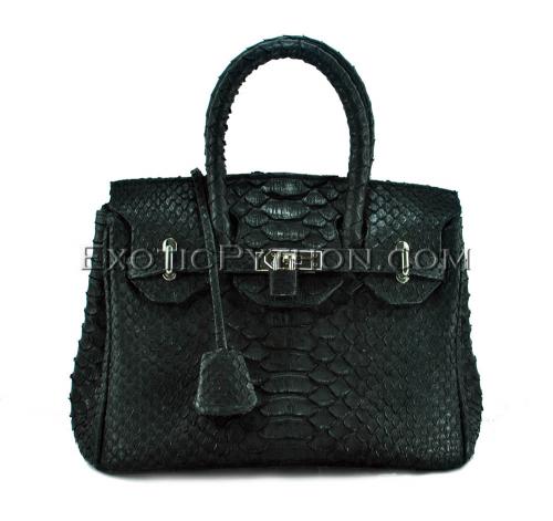 Python leather handbag black BG-313