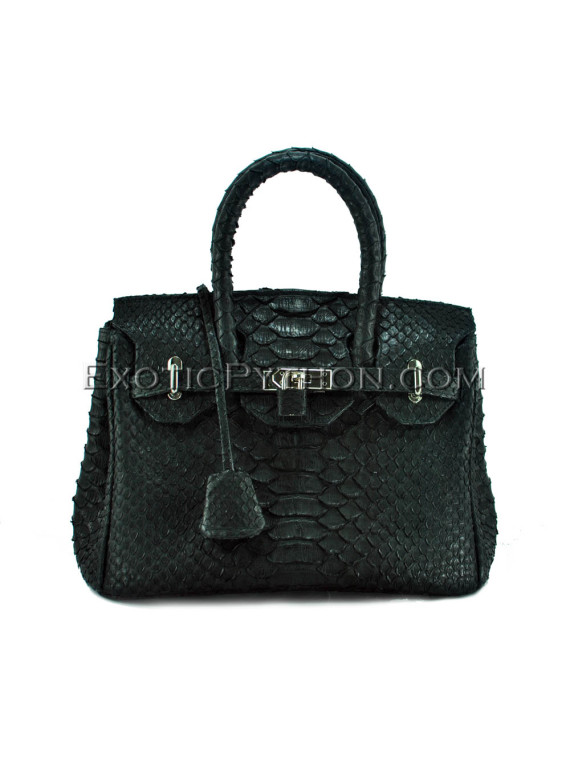 Python leather handbag black BG-313