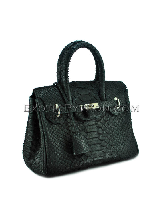 Python leather handbag black BG-313