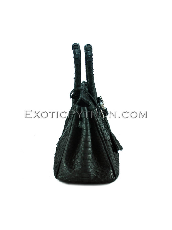 Python leather handbag black BG-313