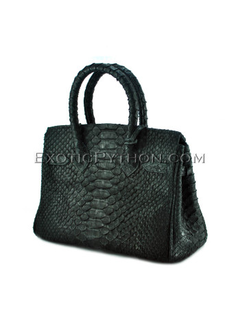 Python leather handbag black BG-313