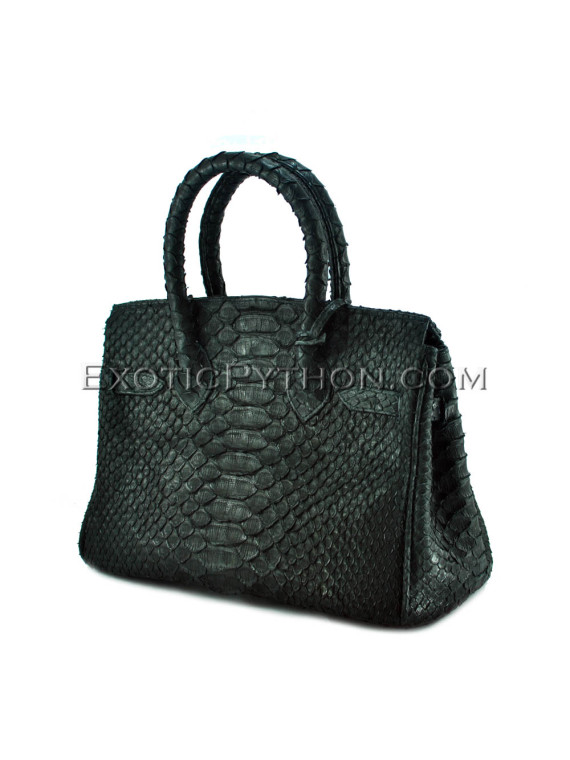 Python leather handbag black BG-313