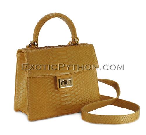 Python leather crossbody bag yellow color BG-317