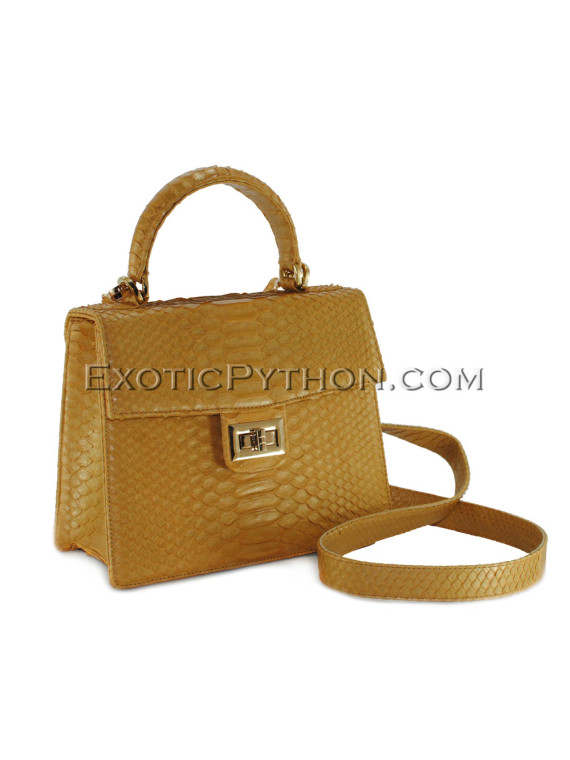 Python leather crossbody bag yellow color BG-317