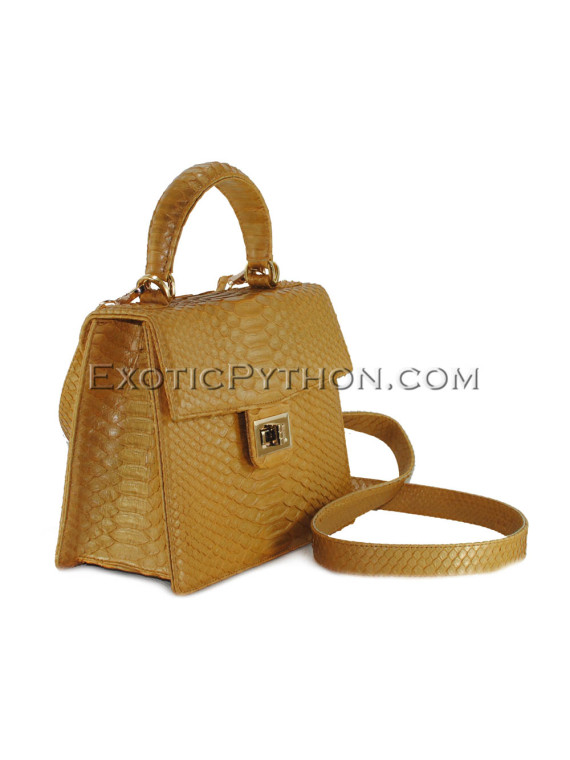 Python leather crossbody bag yellow color BG-317