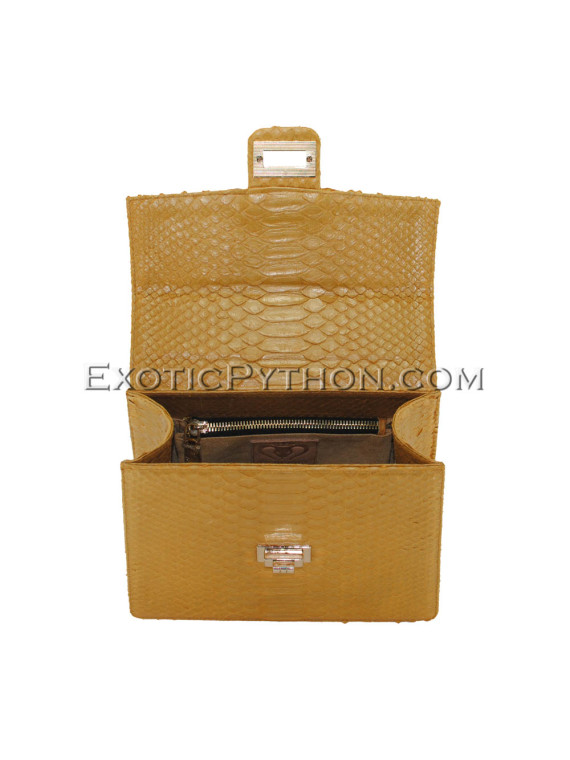 Python leather crossbody bag yellow color BG-317