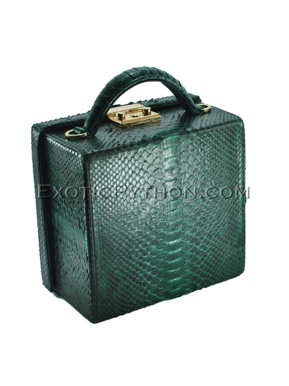 Python leather handbag green color BG-320