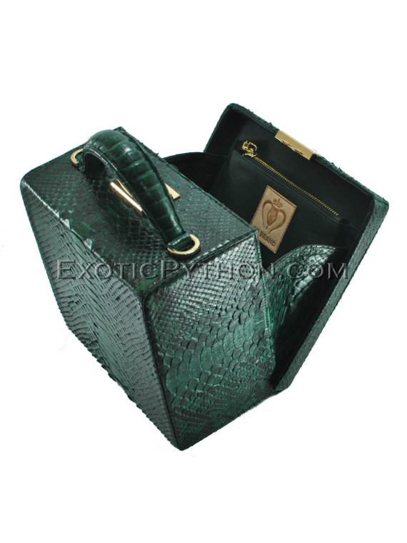 Python leather handbag green color BG-320