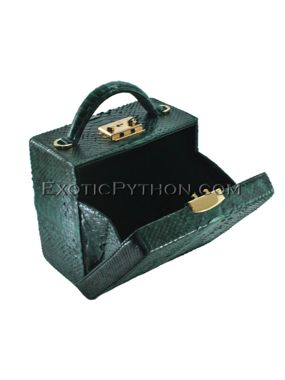 Python leather handbag green color BG-320