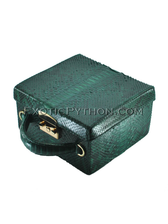 Python leather handbag green color BG-320