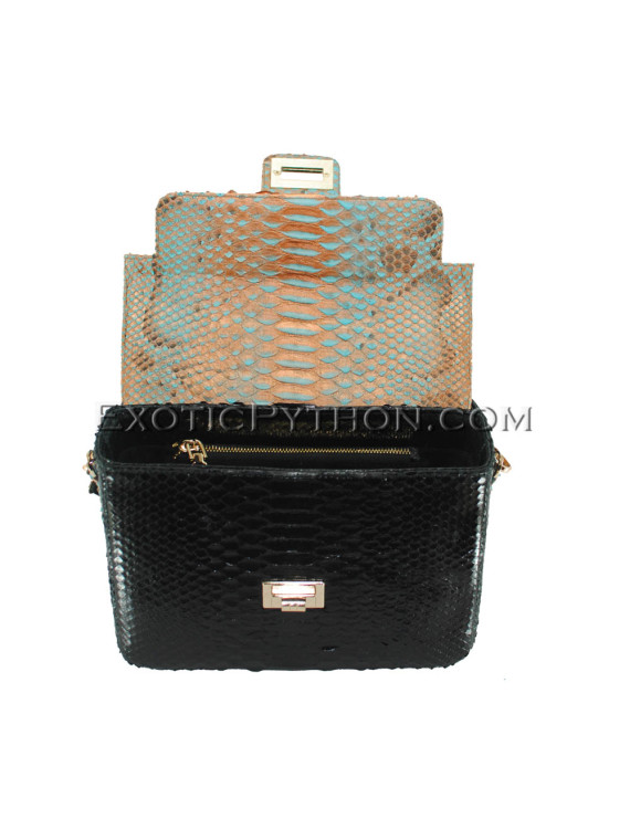 Python leather handbag multi color BG-321