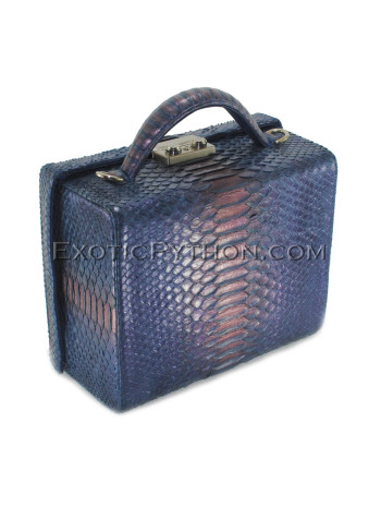 Python leather handbag blue color BG-323