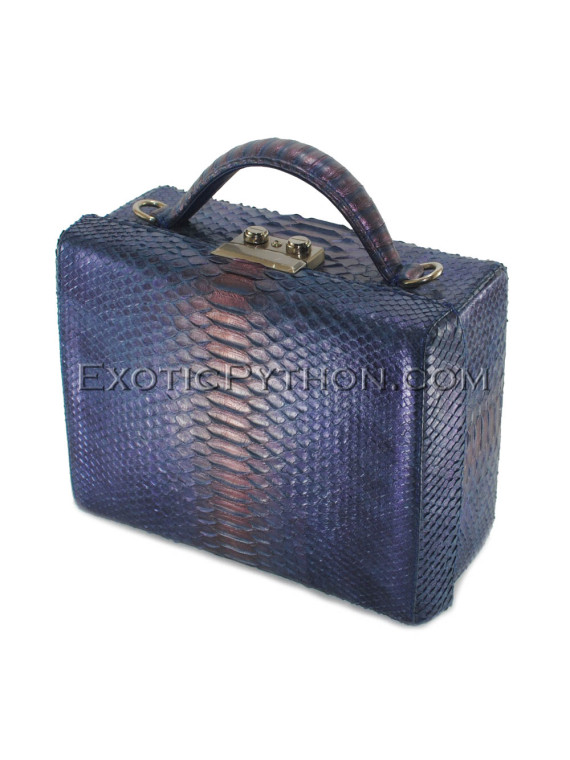 Python leather handbag blue color BG-323