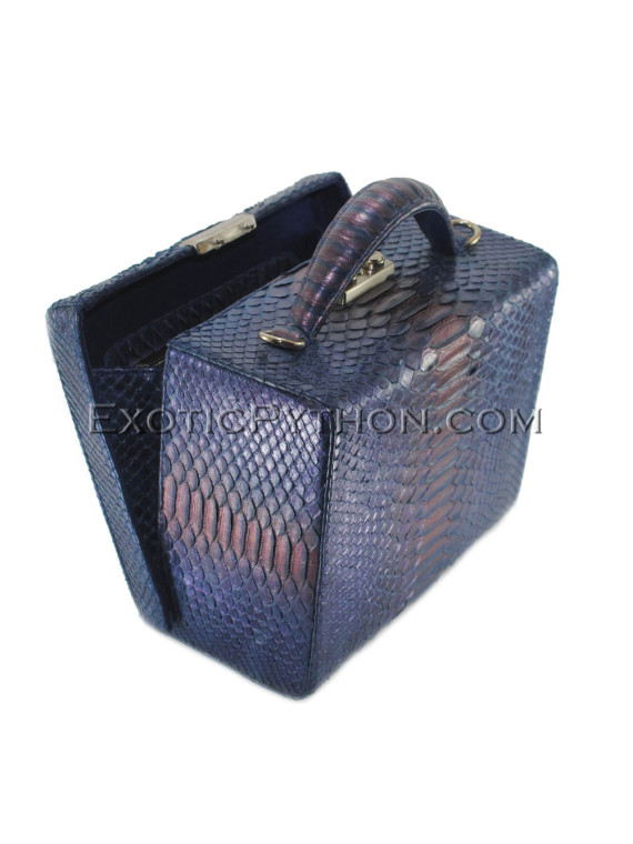 Python leather handbag blue color BG-323