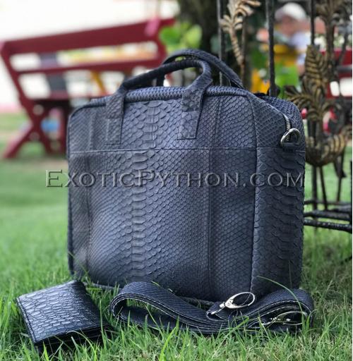 Python leather handbag gray BG-336