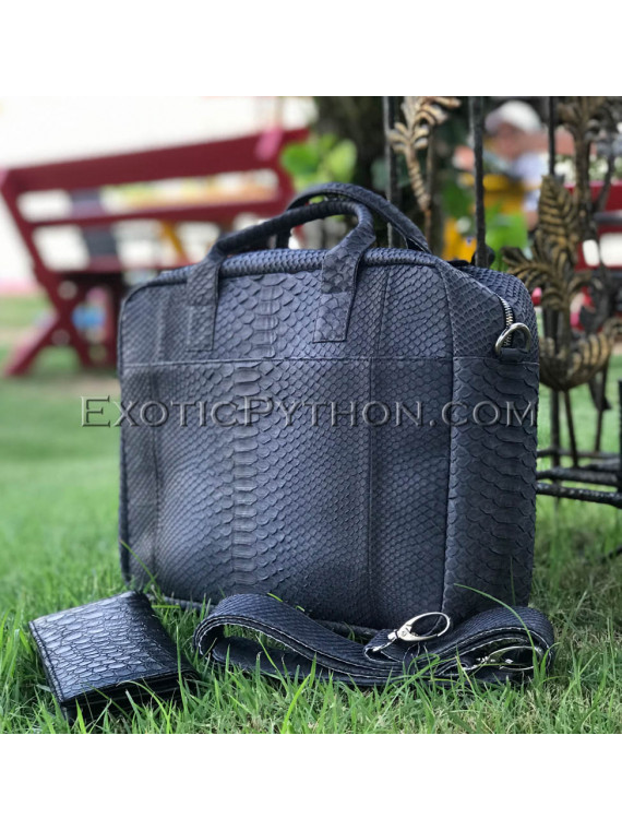 Python leather handbag gray BG-336