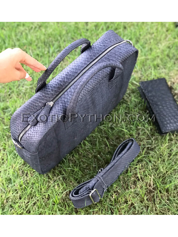 Python leather handbag gray BG-336