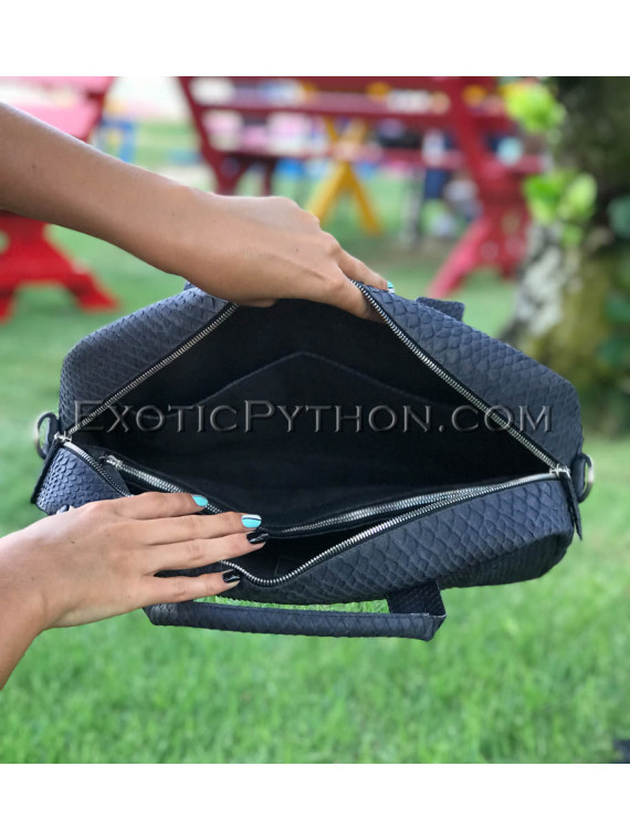 Python leather handbag gray BG-336