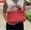 Python leather handbag red color BG-337